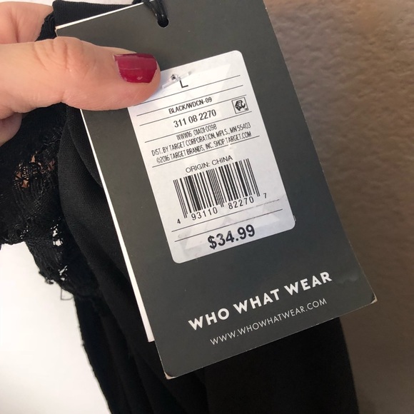 Who What Wear Black Lace Flutter Sleeve Dress - Picture 8 of 8